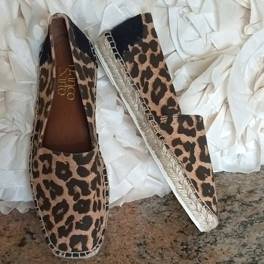 Franco Sarto Leopard Brown and Black Espadrilles. Size 7.  (No Box)